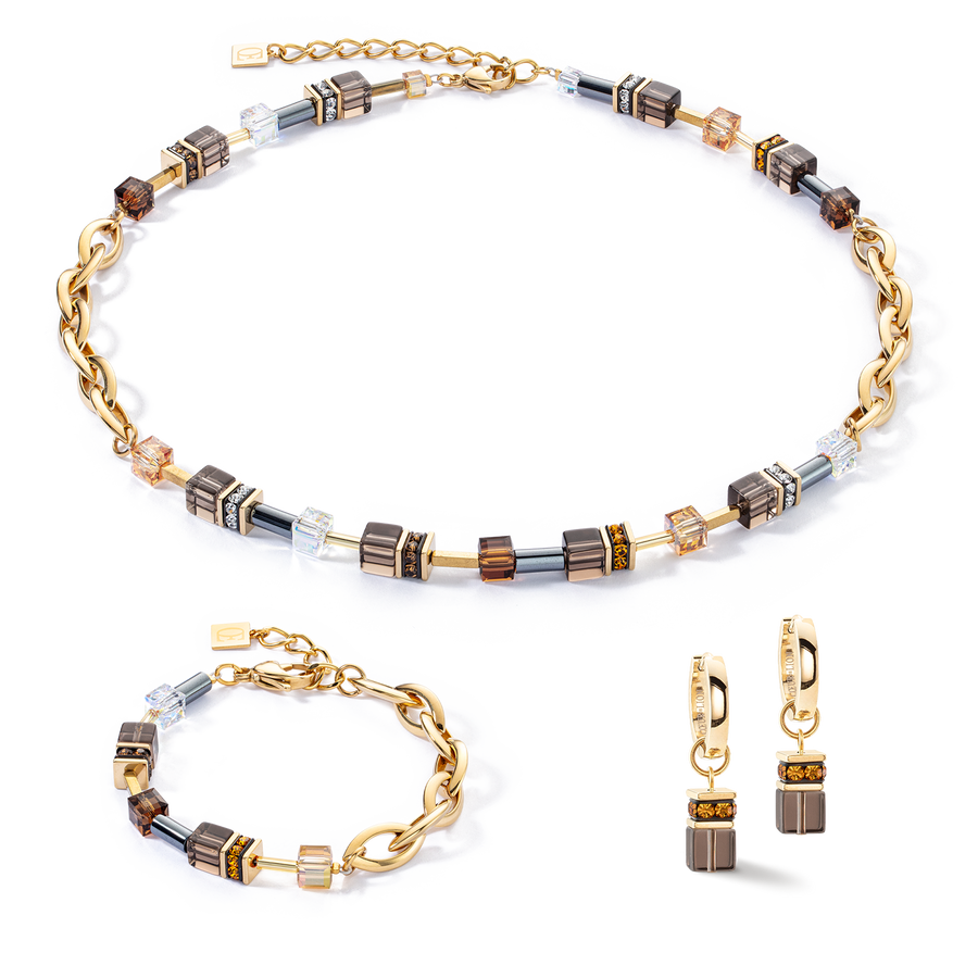 Collana GeoCUBE® Chunky Chain oro-marrone