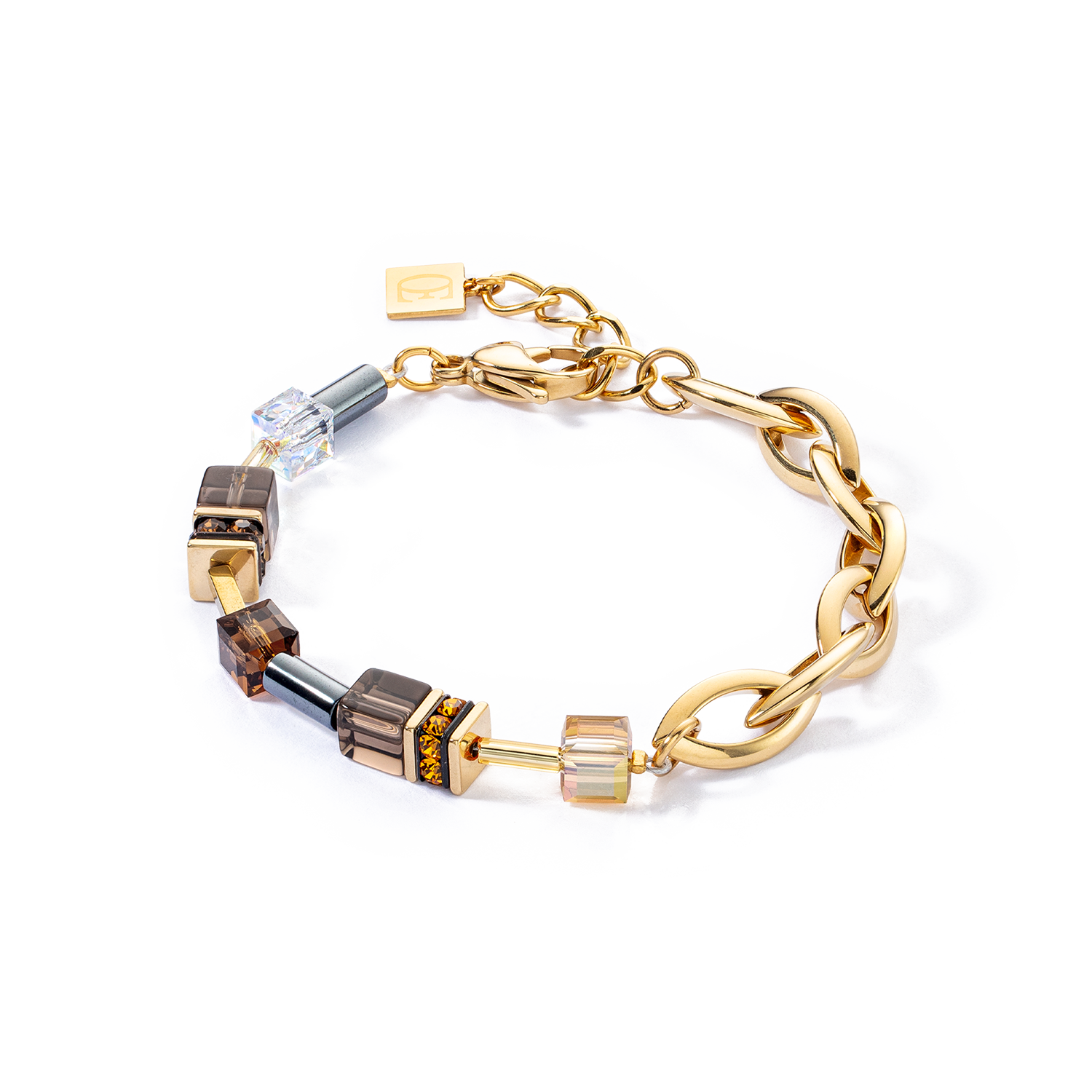 Bracciale GeoCUBE® Chunky Chain oro-marrone