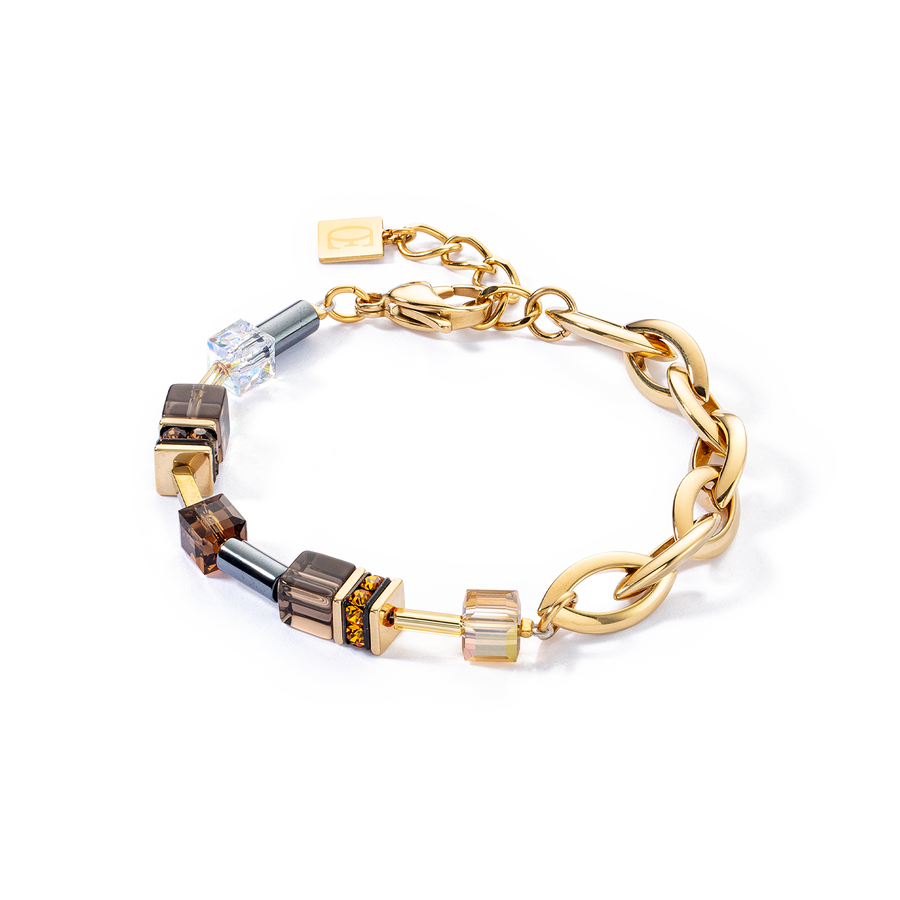 Bracciale GeoCUBE® Chunky Chain oro-marrone