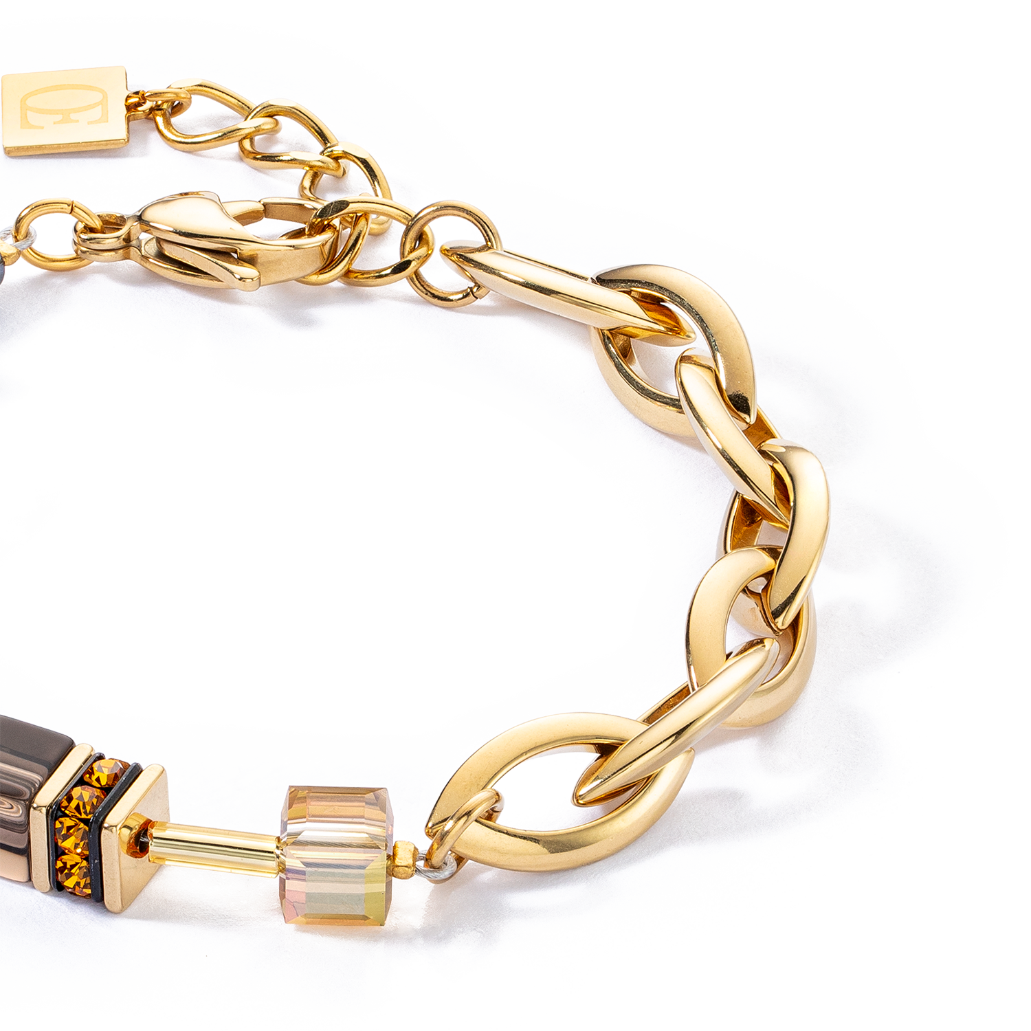 Bracciale GeoCUBE® Chunky Chain oro-marrone