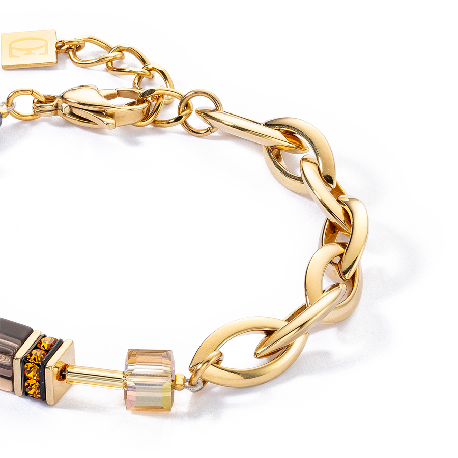 Bracciale GeoCUBE® Chunky Chain oro-marrone