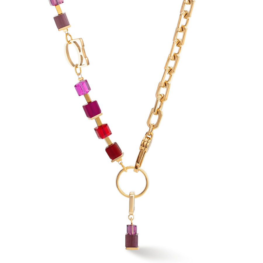 Collana Cube Fusion Charm rosso-oro