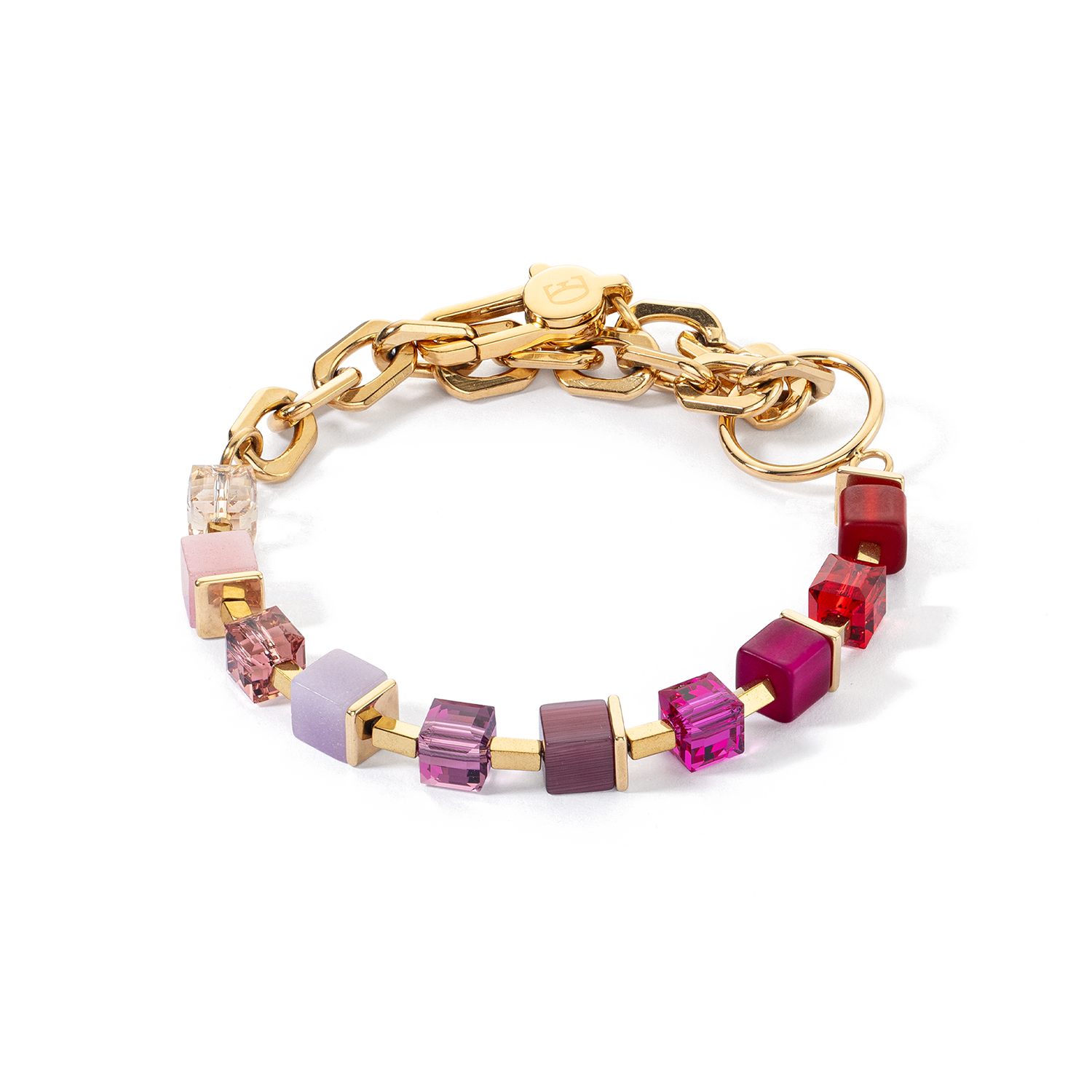 Bracciale Cube Fusion Charm oro-rosso