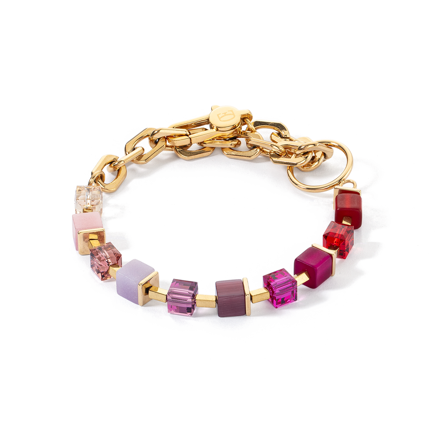 Bracciale Cube Fusion Charm oro-rosso