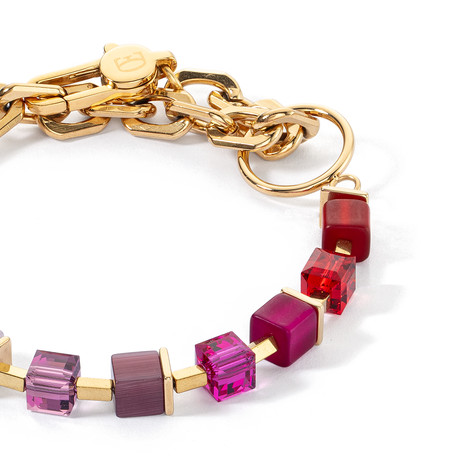 Bracciale Cube Fusion Charm oro-rosso