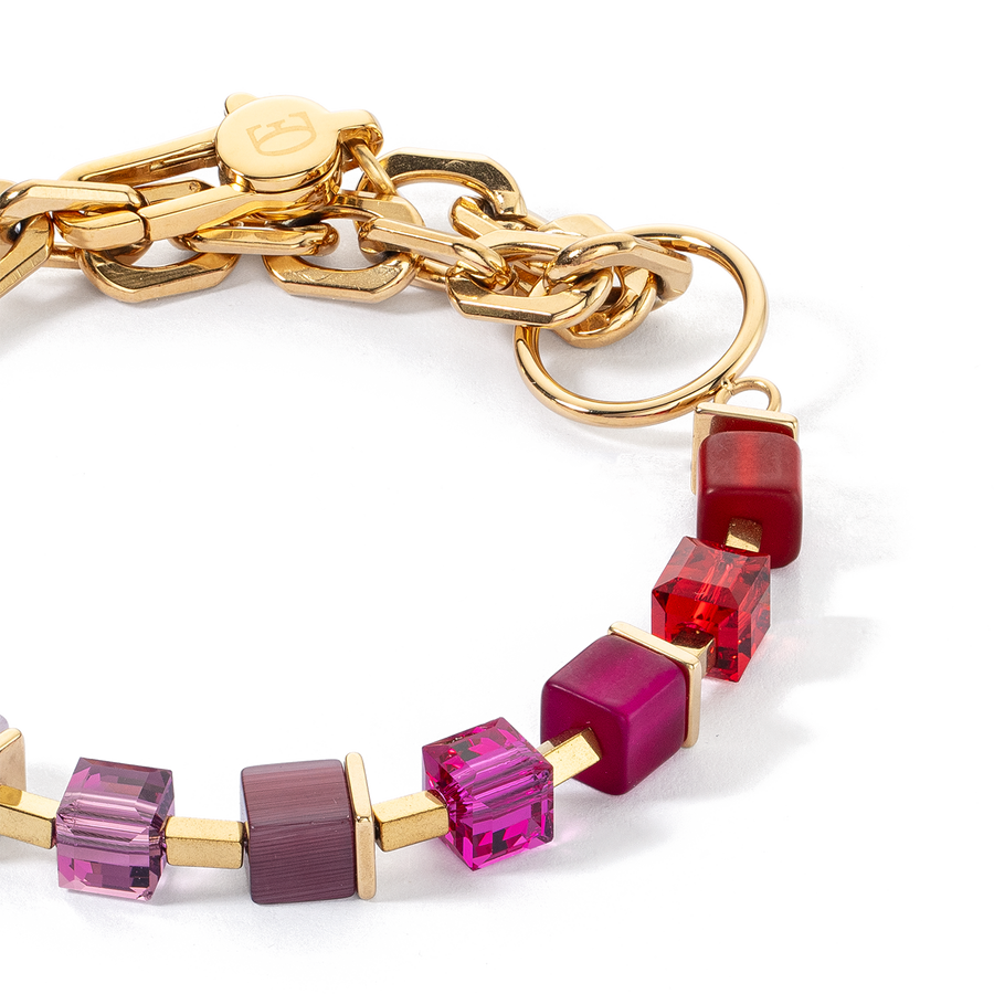 Bracciale Cube Fusion Charm oro-rosso