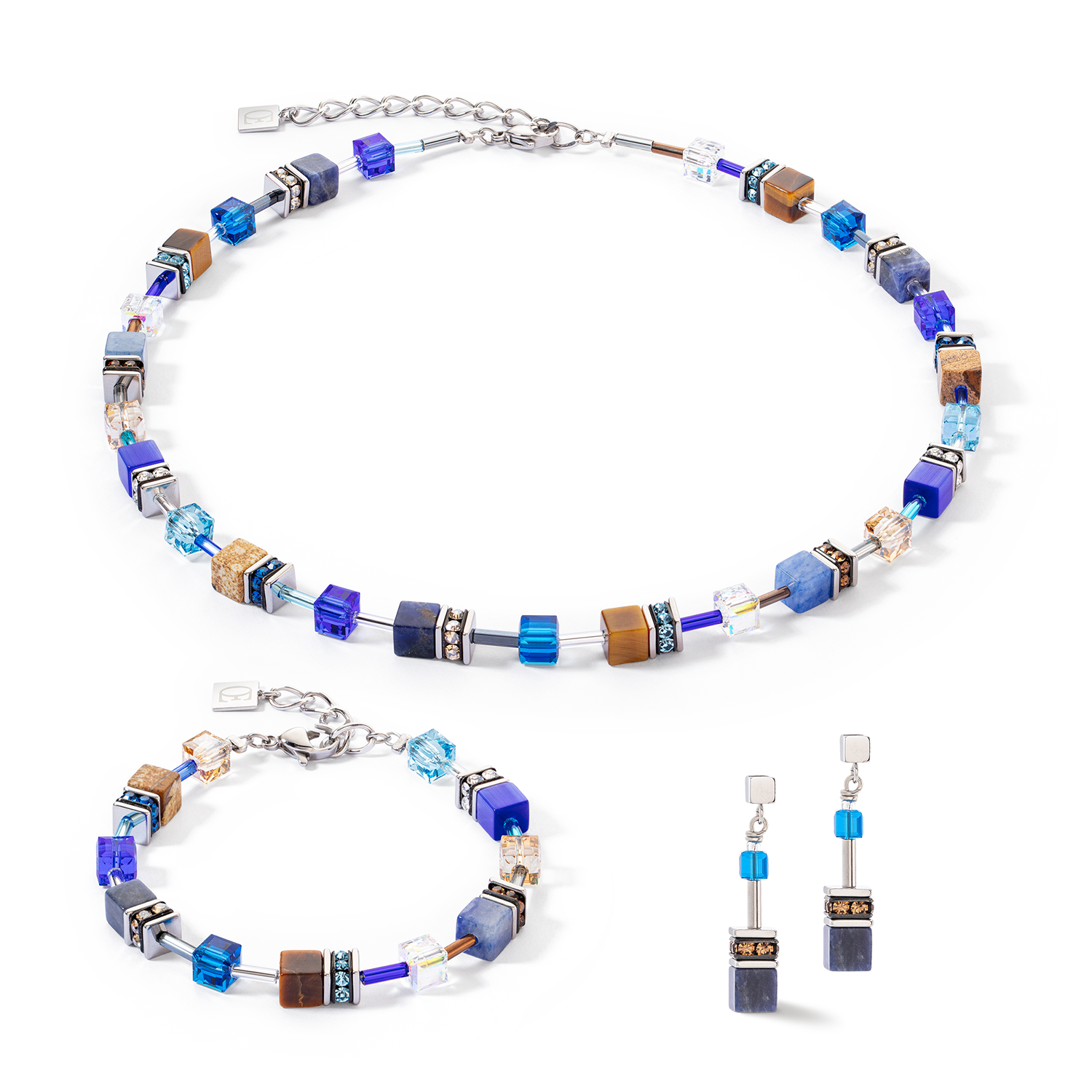 Collana GeoCUBE® Iconic Precious blu-marrone