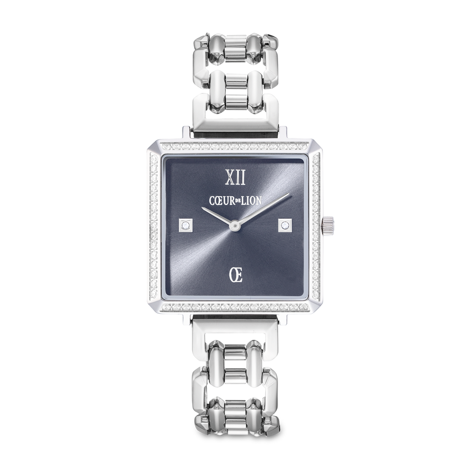 Orologio Iconic Cube Sparkling Anthracite Attraction Statement Silver