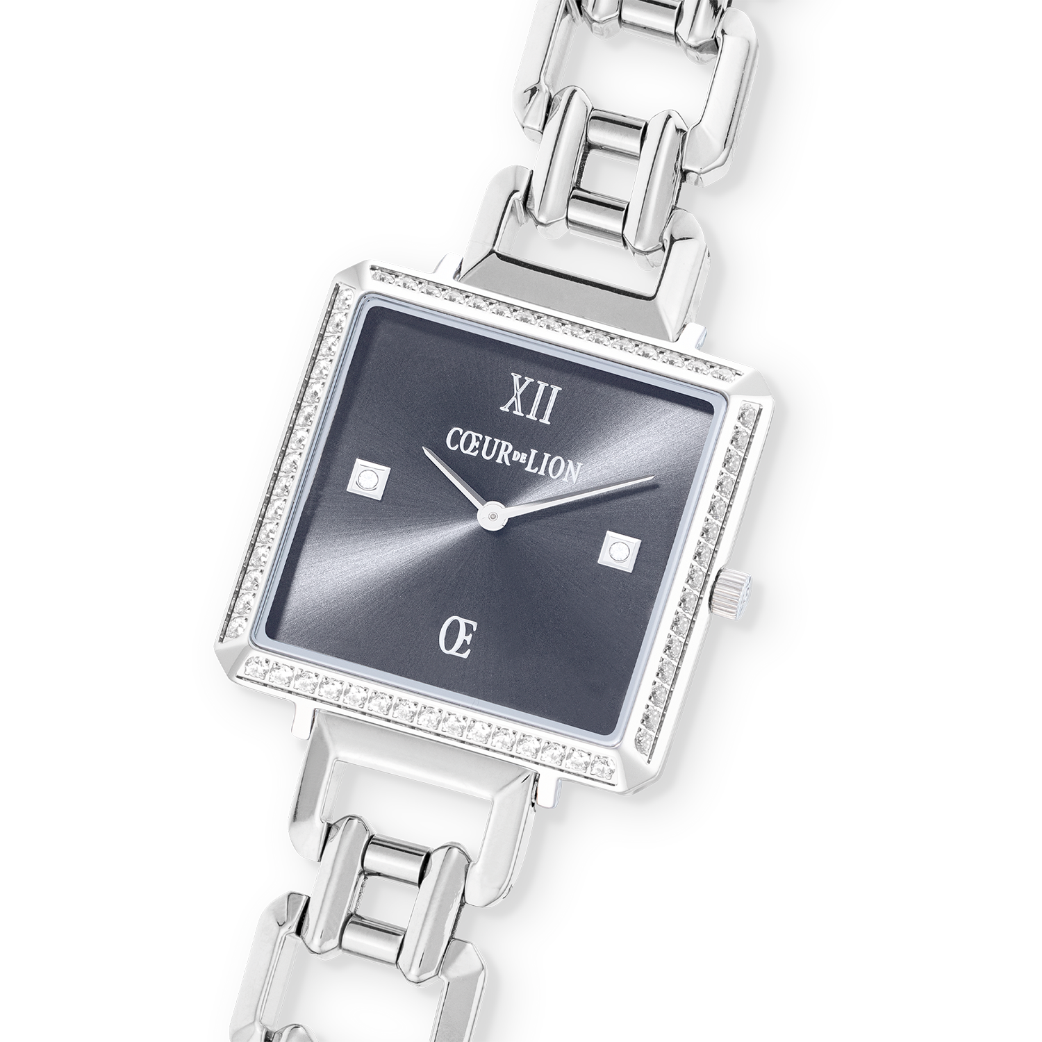 Orologio Iconic Cube Sparkling Anthracite Attraction Statement Silver