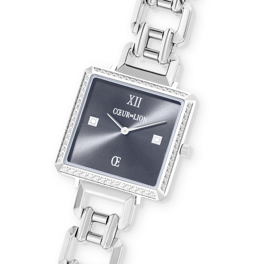 Orologio Iconic Cube Sparkling Anthracite Attraction Statement Silver