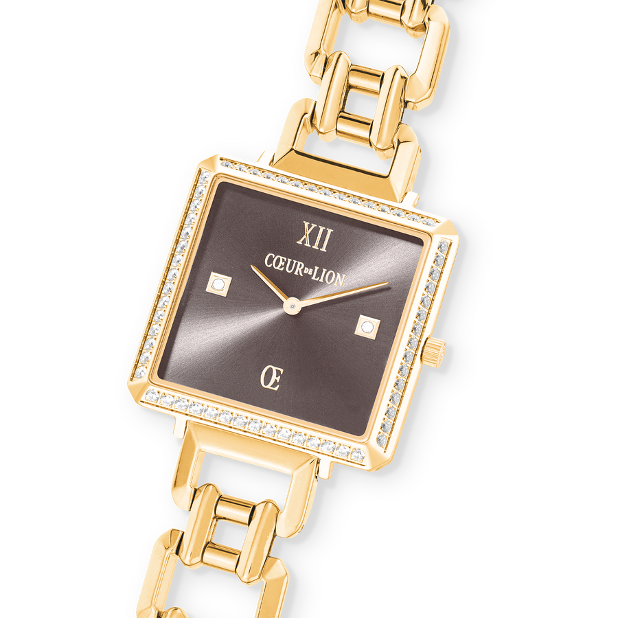 Orologio Iconic Cube Sparkling Mystic Mocca Statement in oro