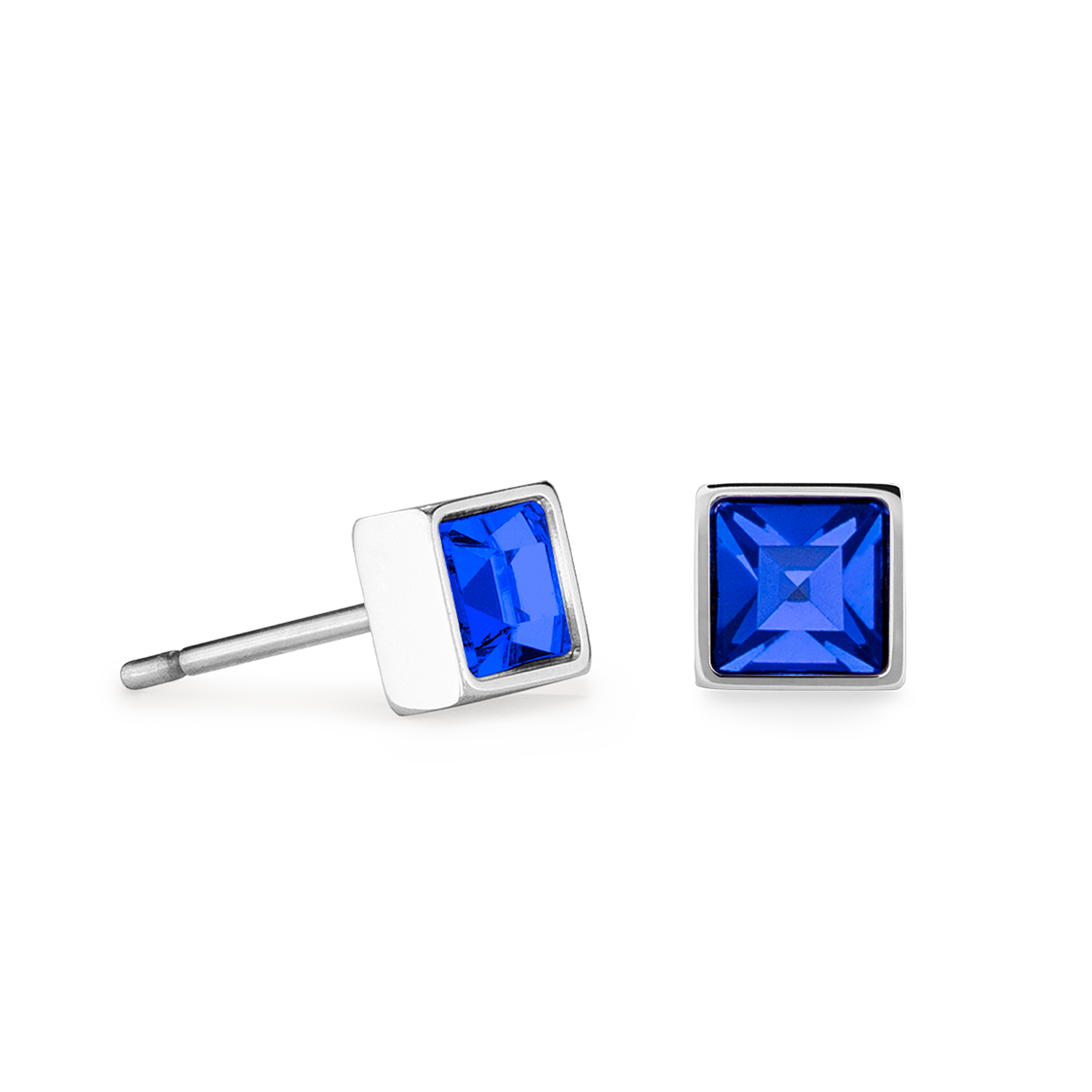 Orecchini Brillant Square small argento-blu