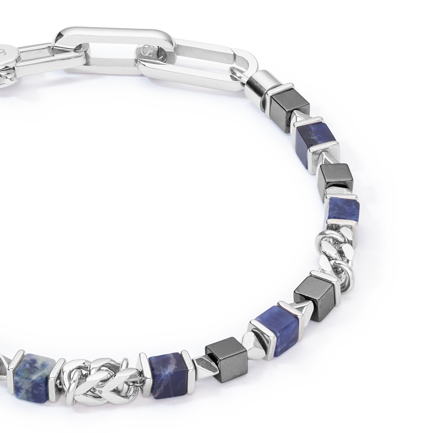 Unisex bracciale cubes & chain blu