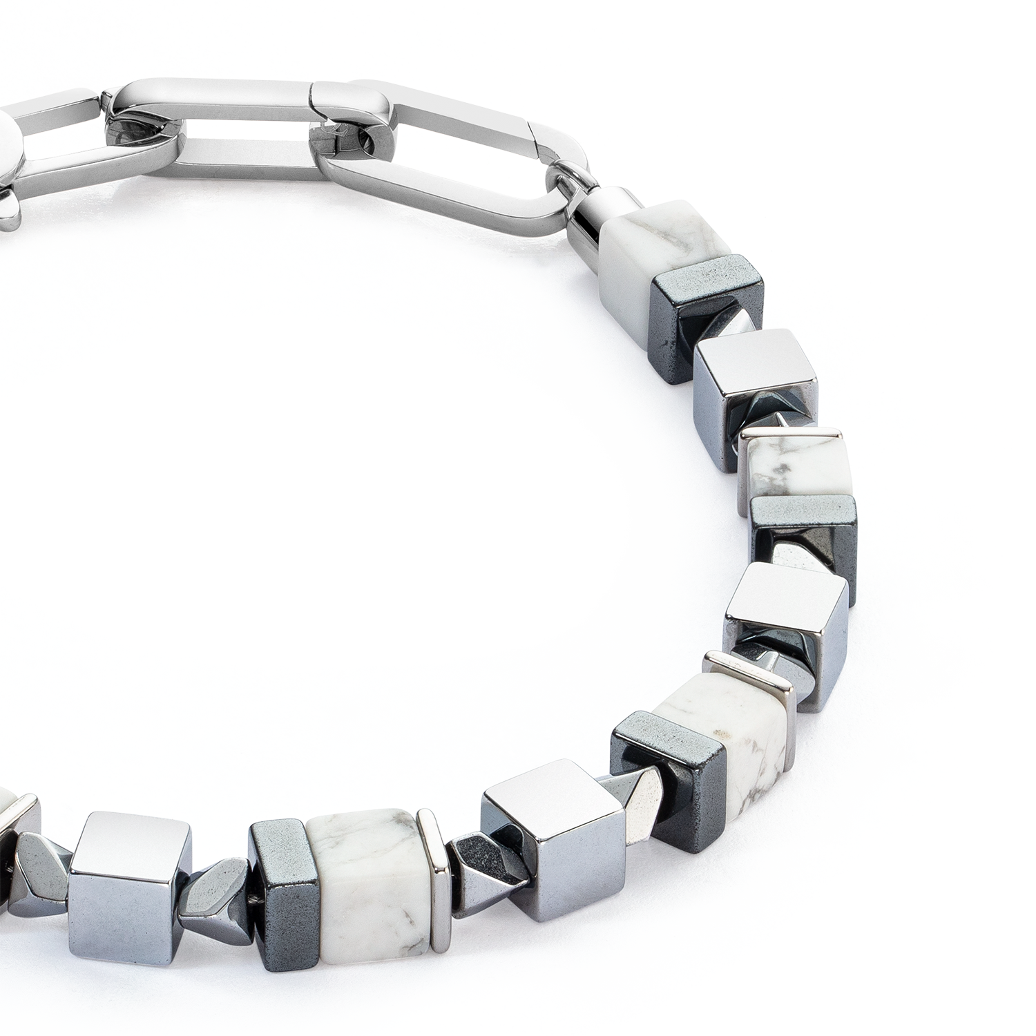 Bracciale Precious Cubes bianco-argento