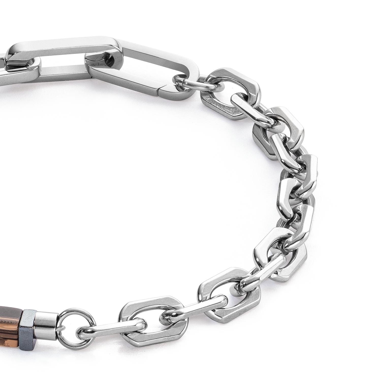 Bracciale Precious Fusion link chain marrone-argento