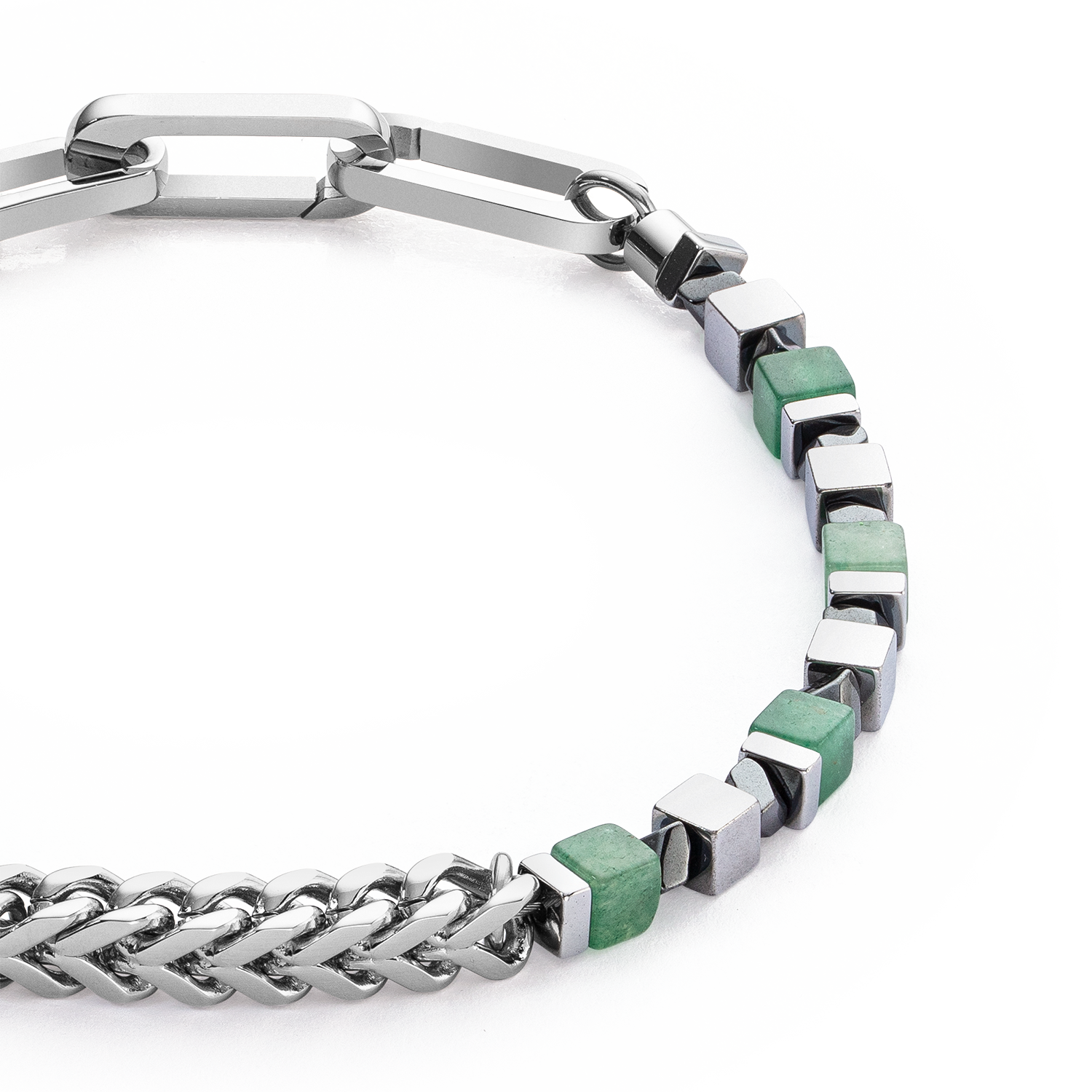 Bracciale Precious Cubes e Chain verde-argento