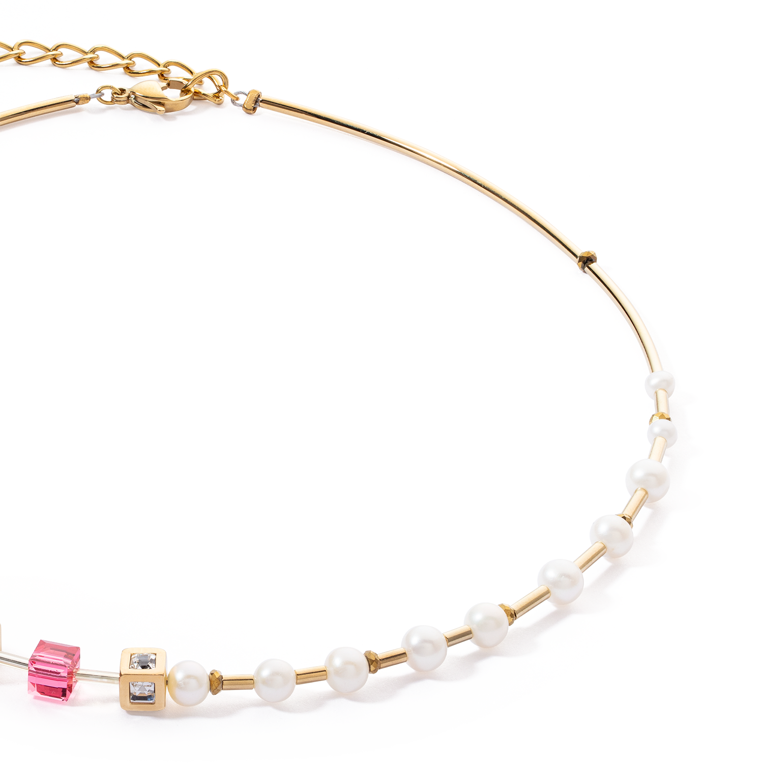 Collana GeoCUBE® Fusion Precious Pearl Mix oro-rosa