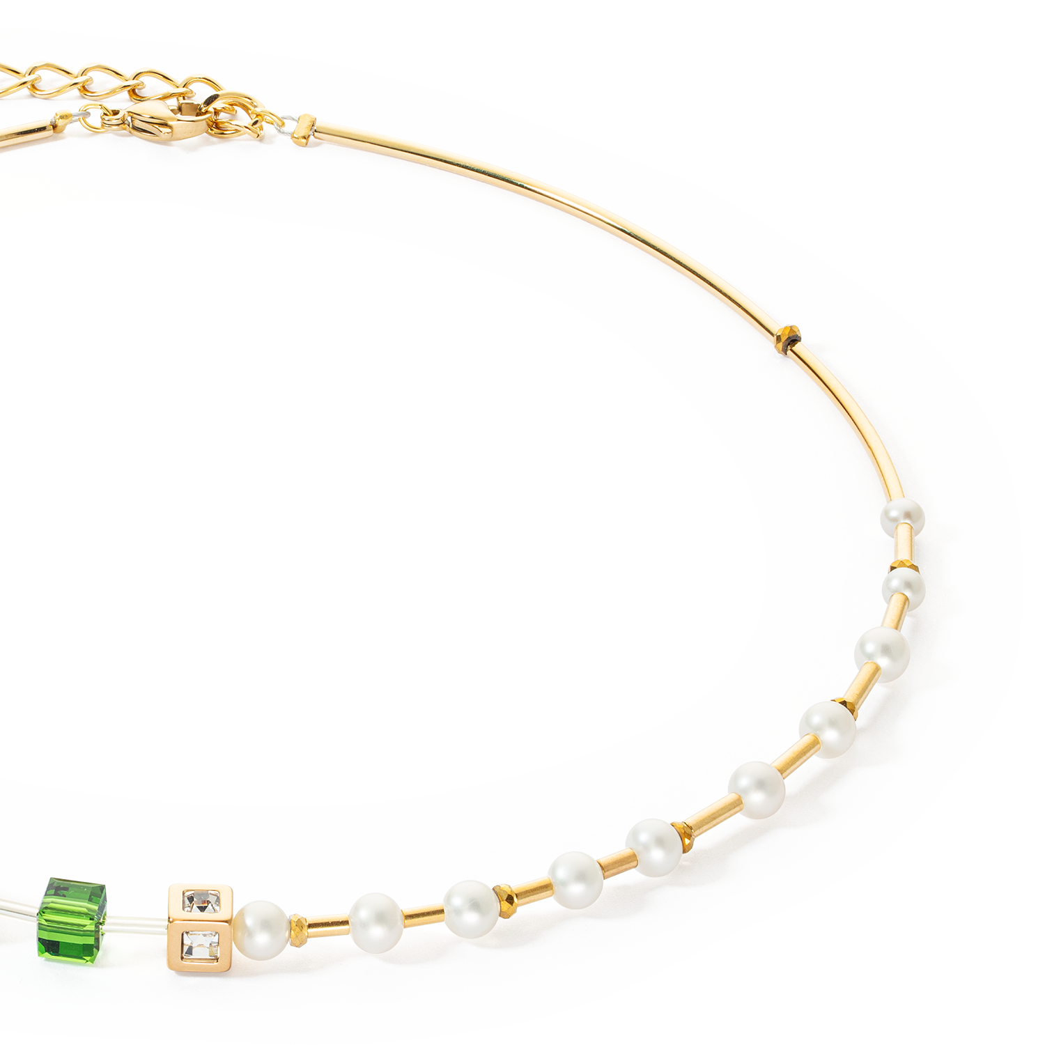 Collana GeoCUBE® Fusion Precious Pearl Mix oro-verde