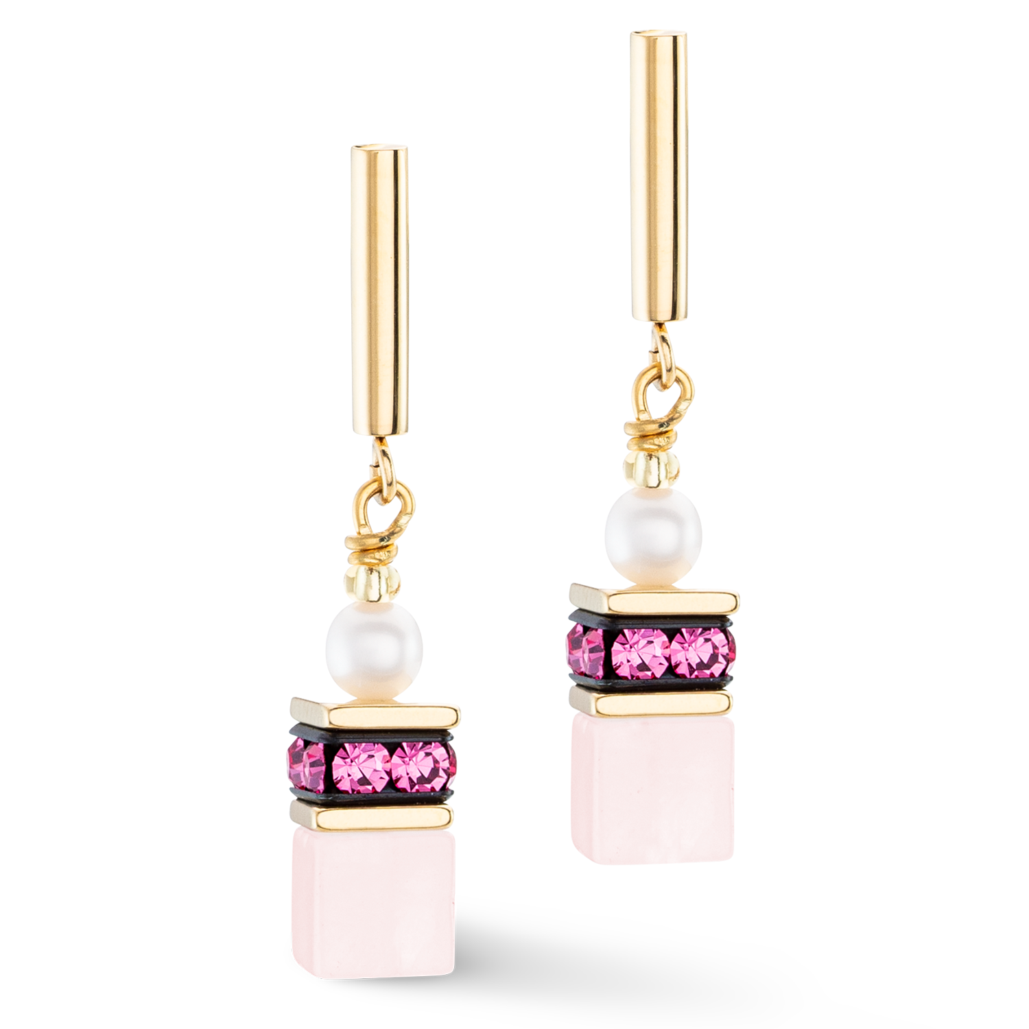 Orecchini GeoCUBE® Fusion Precious Pearl Mix oro-rosa