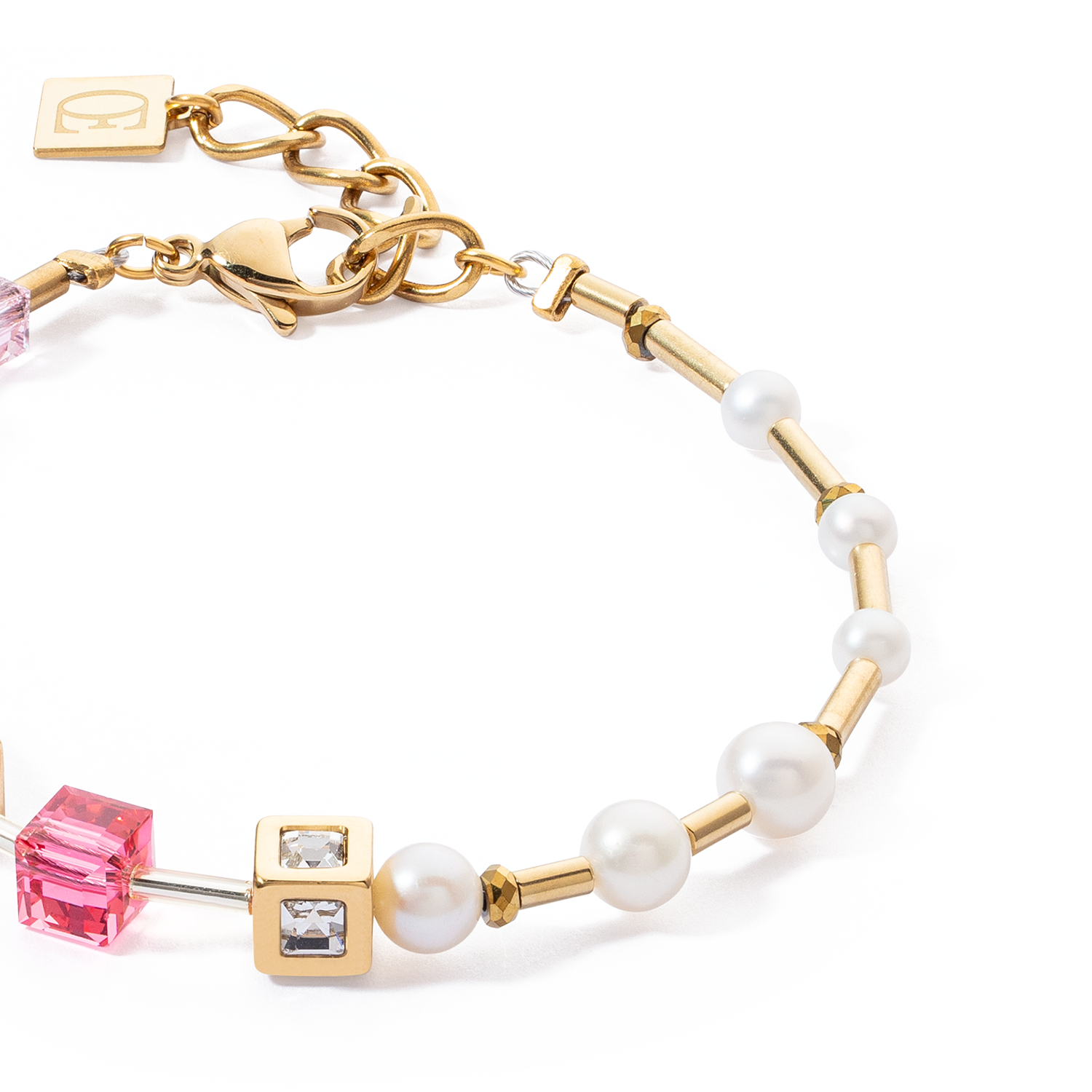 Bracciale GeoCUBE®Fusion Precious Pearl Mix oro-rosa