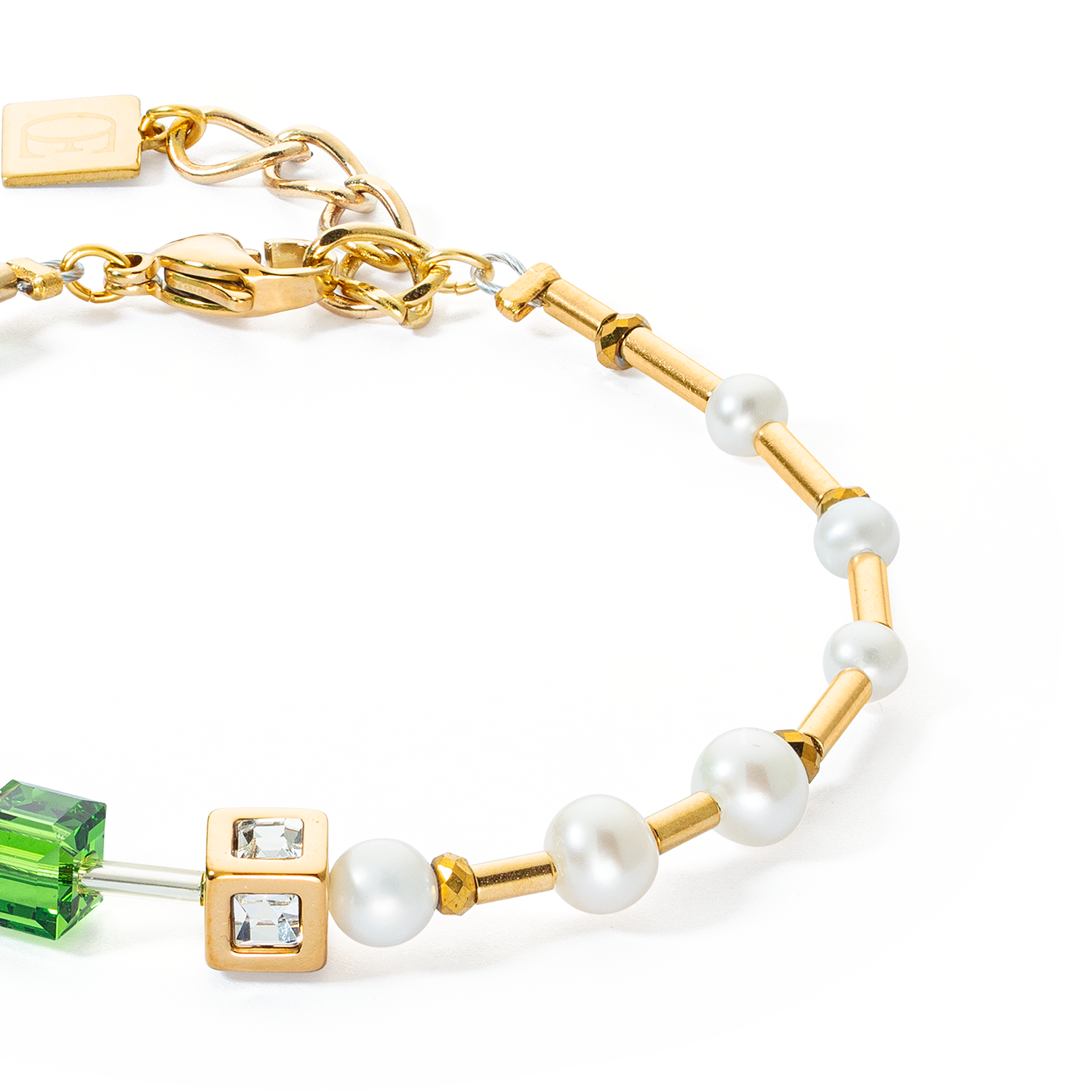 Bracciale GeoCUBE®Fusion Precious Pearl Mix verde-oro