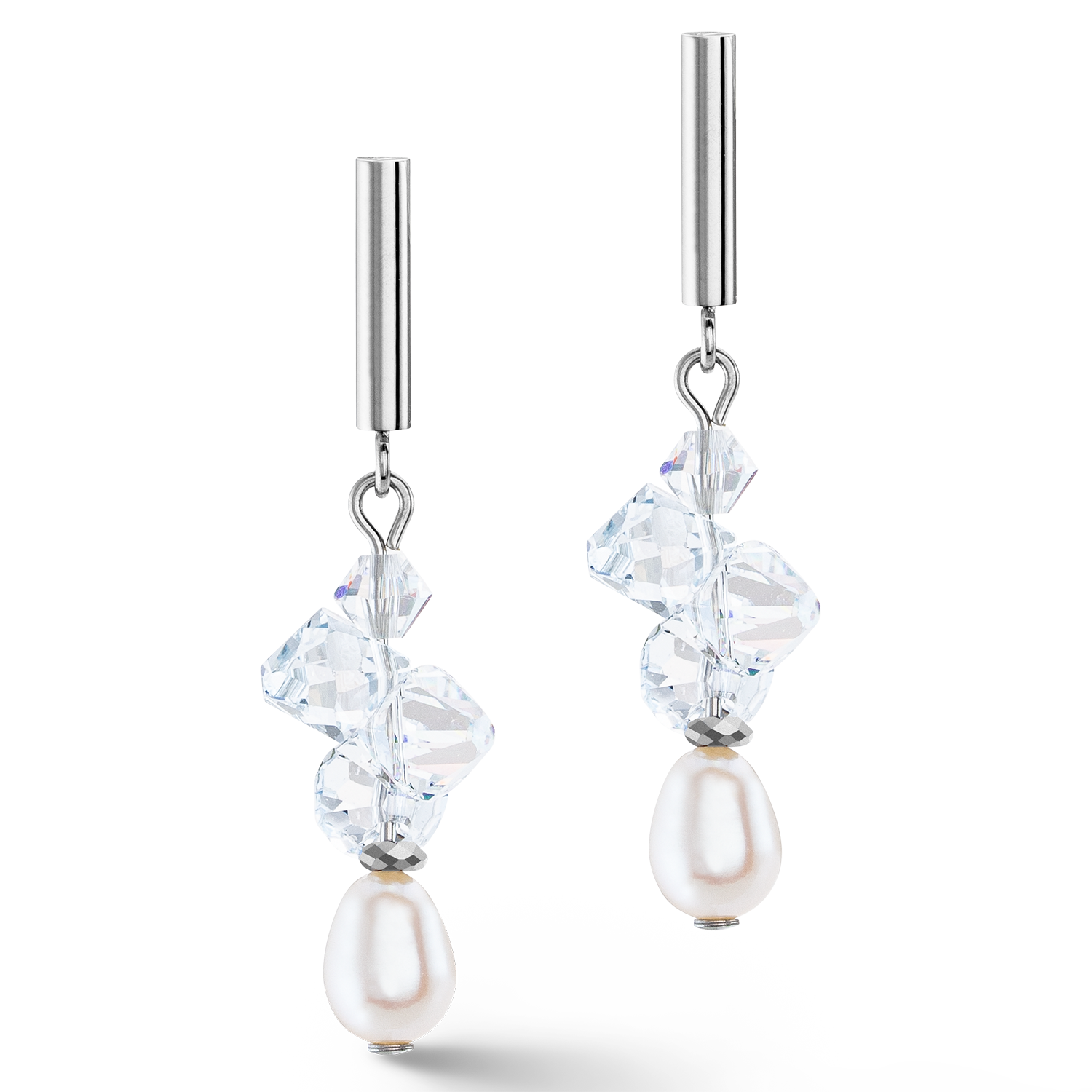 Orecchini Dancing Crystals e Pearls argento