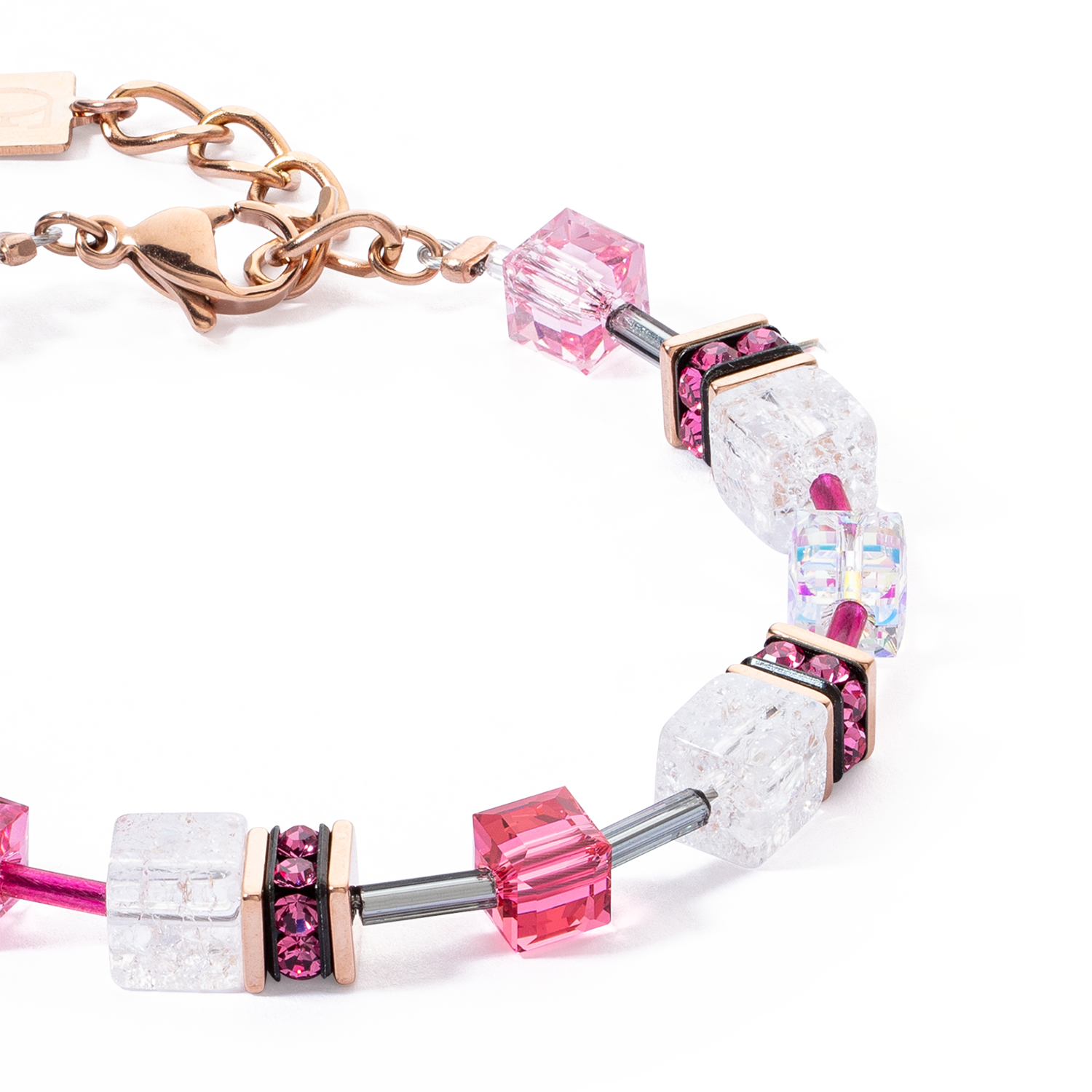 Bracciale GeoCUBE® Iconic Nature rosa-bianco