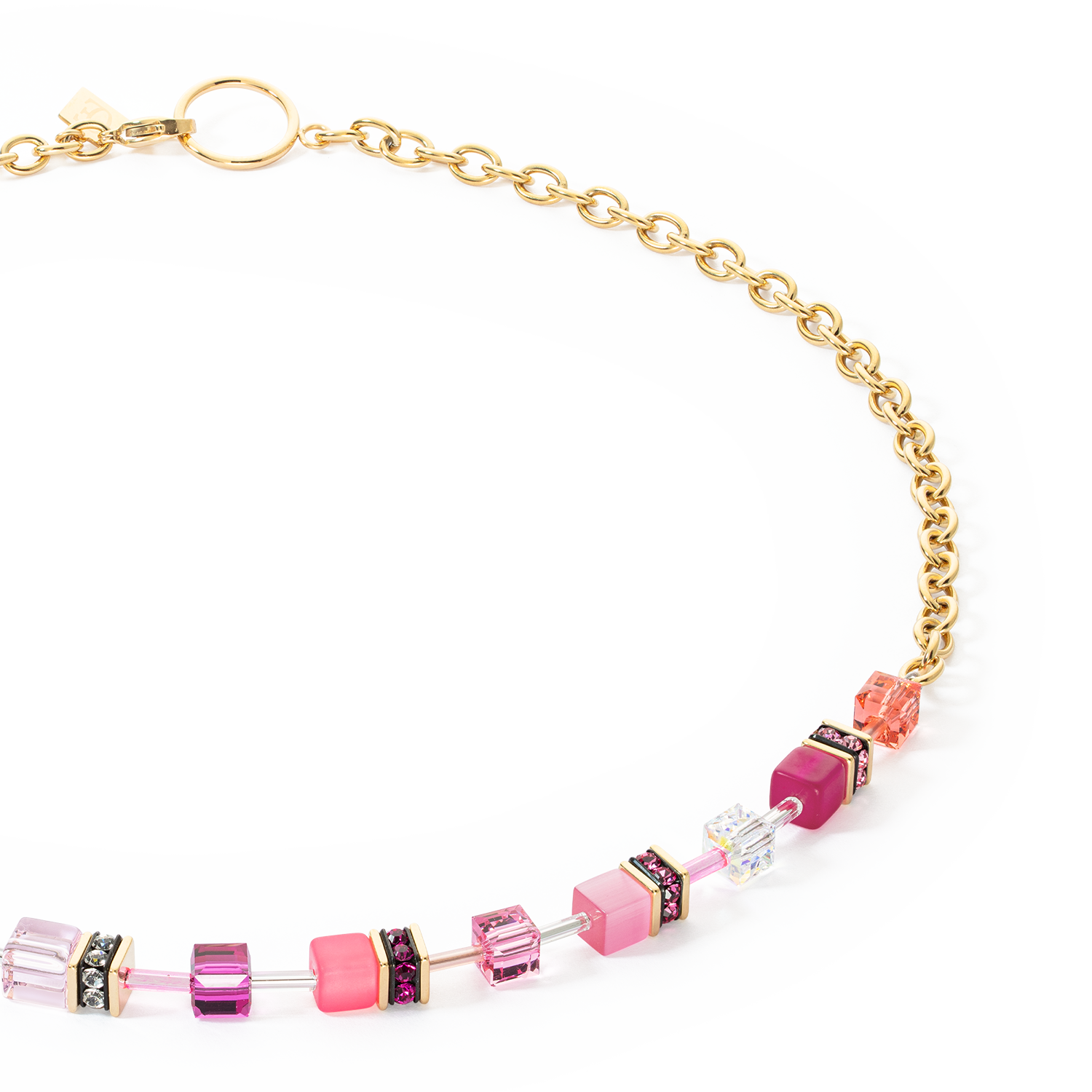 Collana GeoCUBE® Iconic Chain oro-magenta