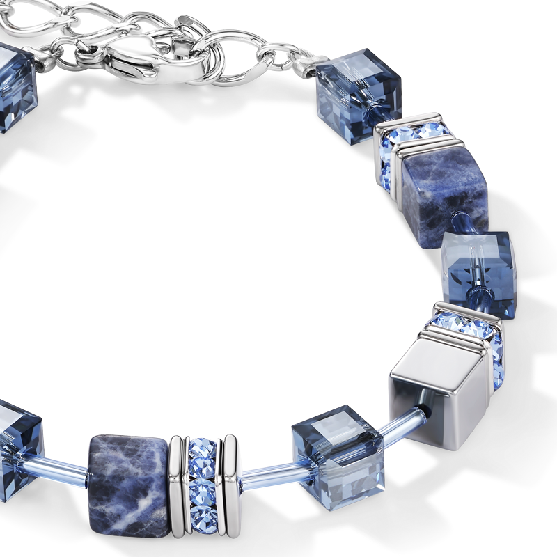 Braccialetto GeoCUBE® sodalita ed ematite blu