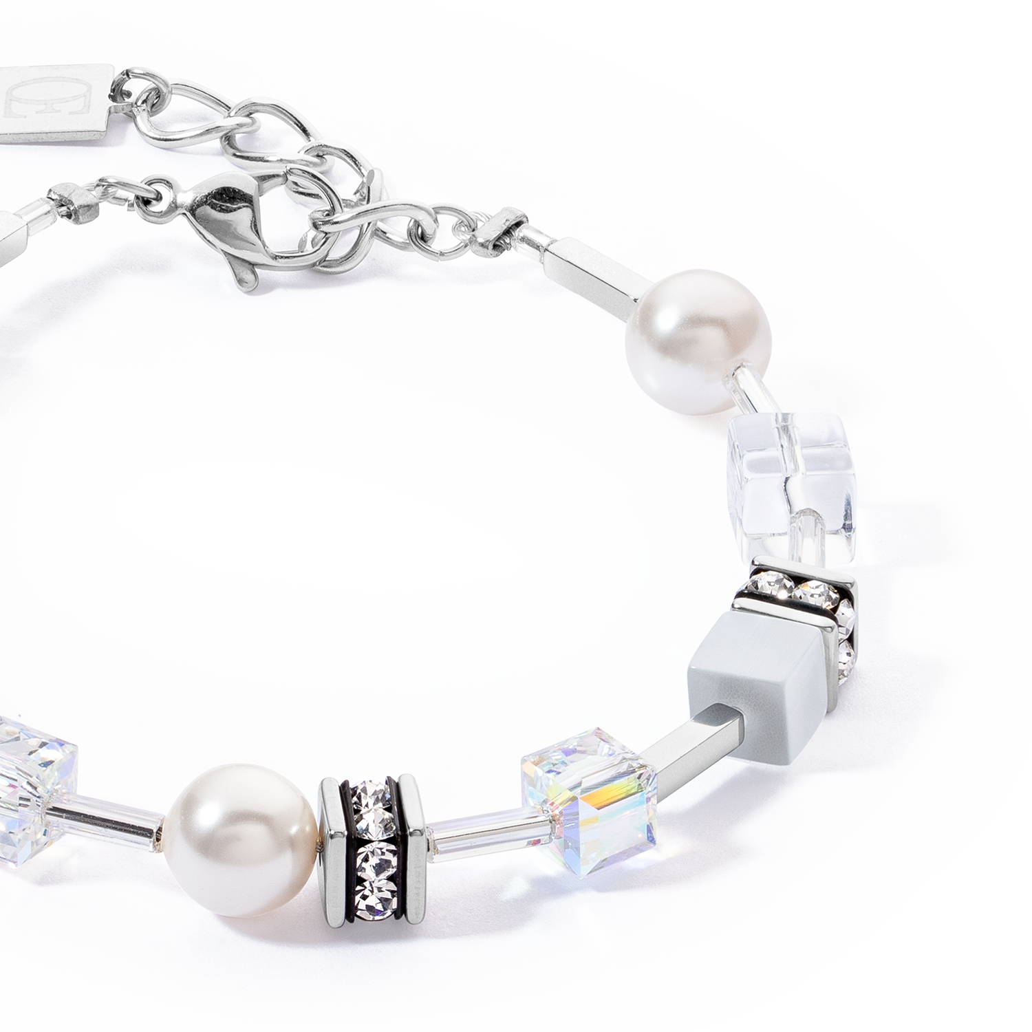 Bracciale GeoCUBE® Iconic Pearl Mix bianco-argento