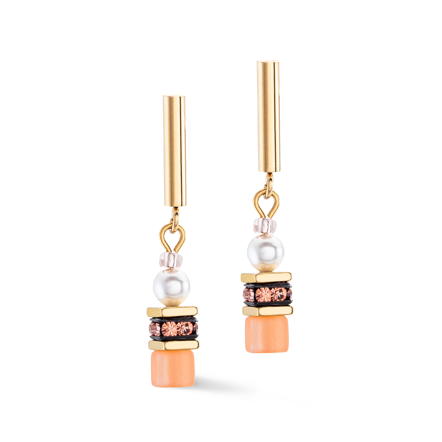 Orecchini GeoCUBE® Mini Fusion Pearls Apricot Crush