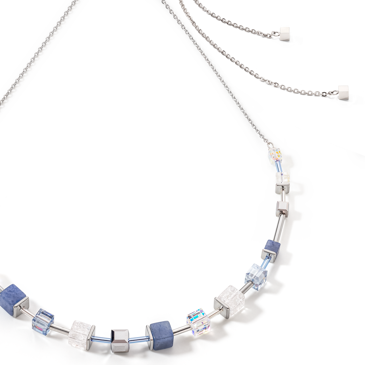 Collana GeoCUBE® Precious & Slider Closure argento blu