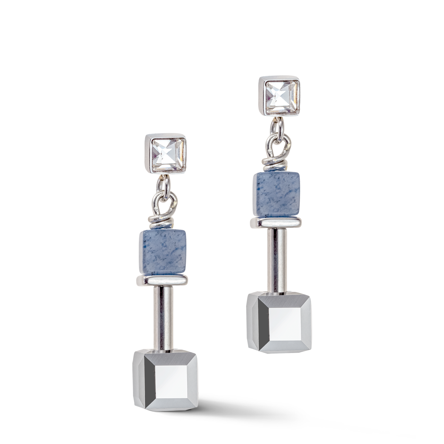 Orecchini GeoCUBE® Precious & Slider Closure argento blu