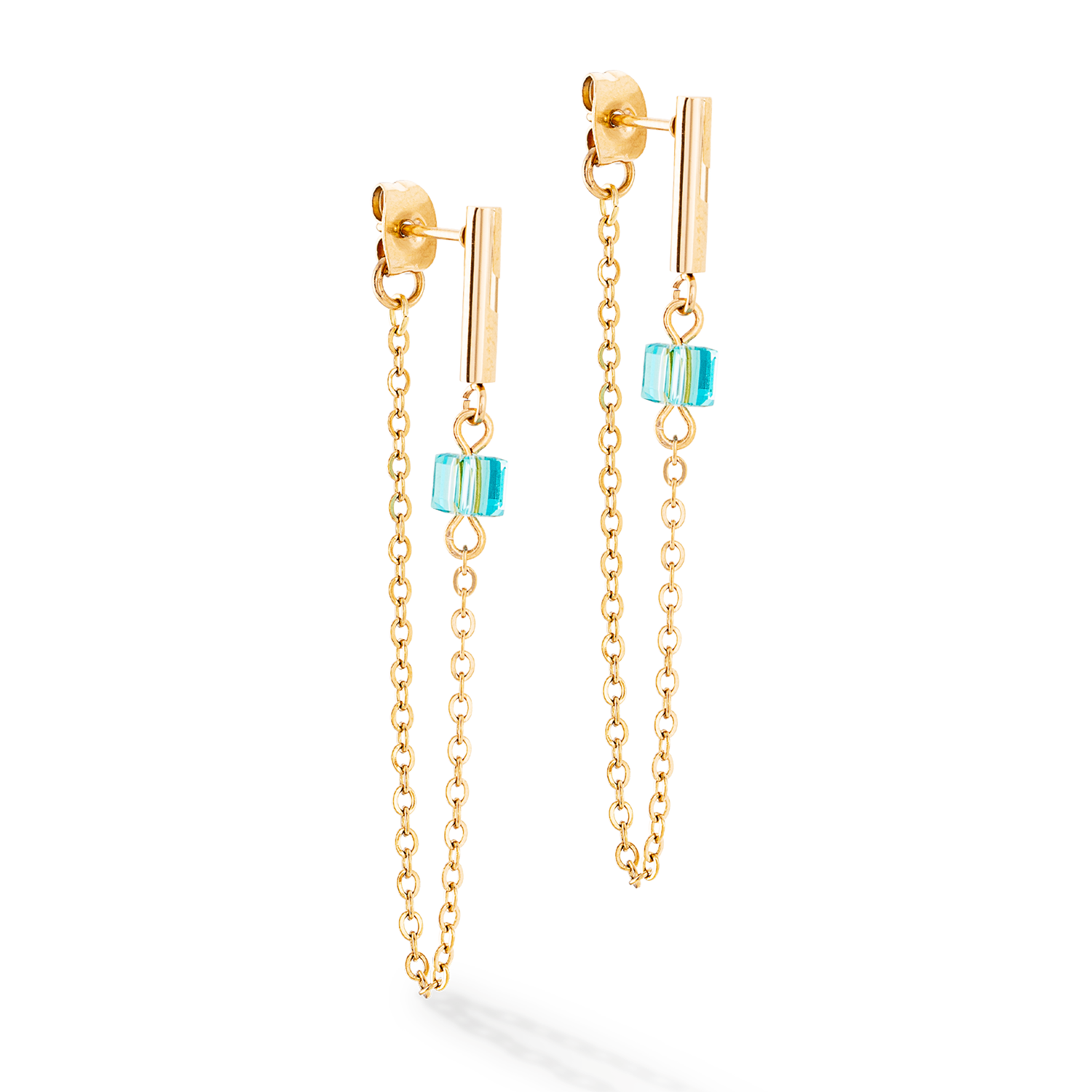 Orecchini Mini Cubes e Chain oro-multicolor