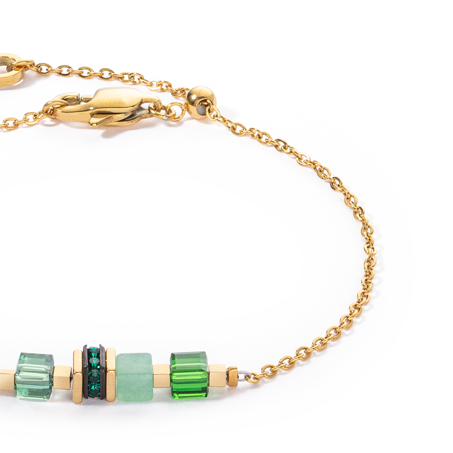 Bracciale Mini Cubes e Chain oro-verde