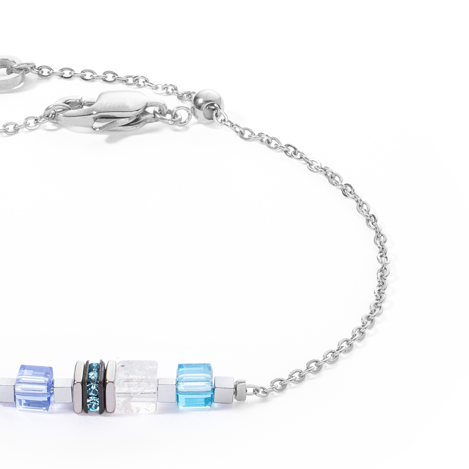 Bracciale Mini Cubes e Chain argento-blu