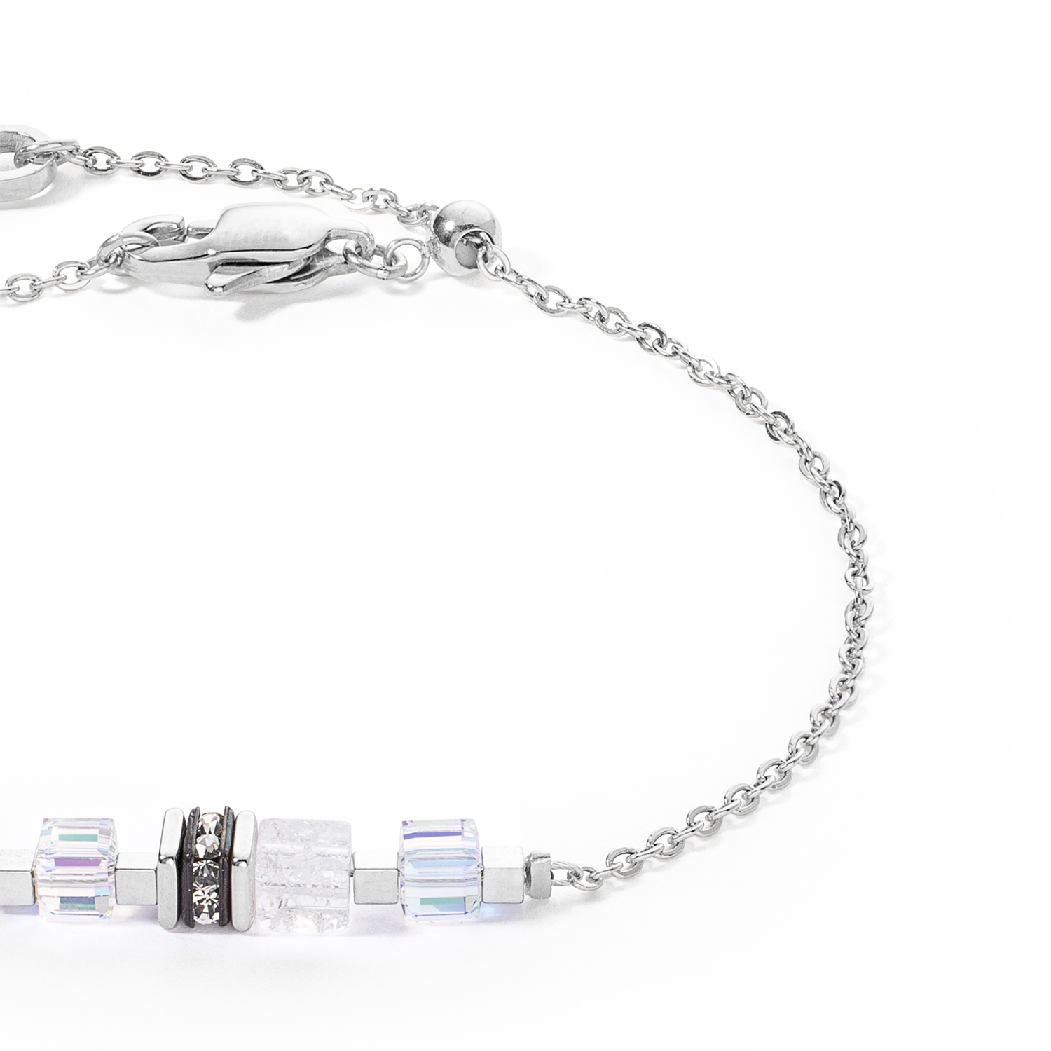 Bracciale Mini Cubes e Chain argento-bianco