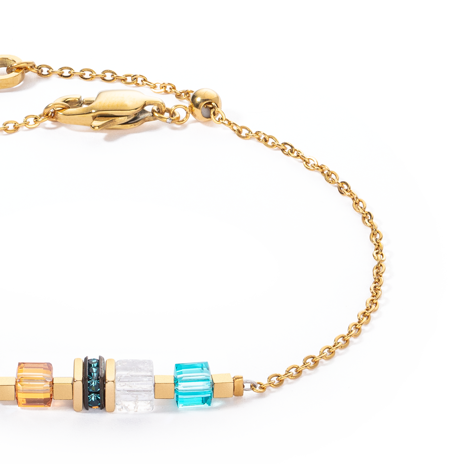 Bracciale Mini Cubes e Chain oro-multicolore