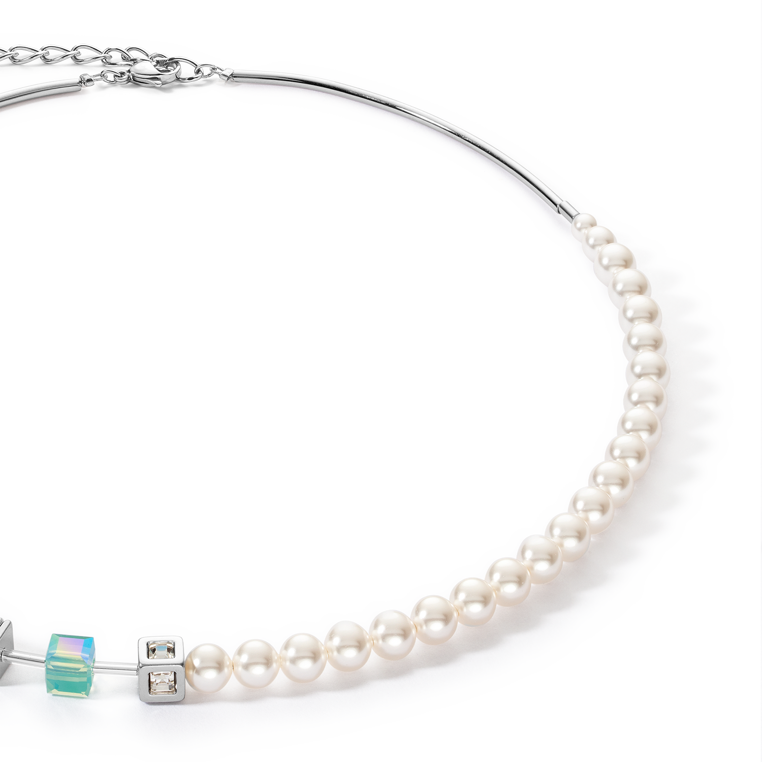 Collana GeoCUBE® Precious Fusion Pearls aqua blu