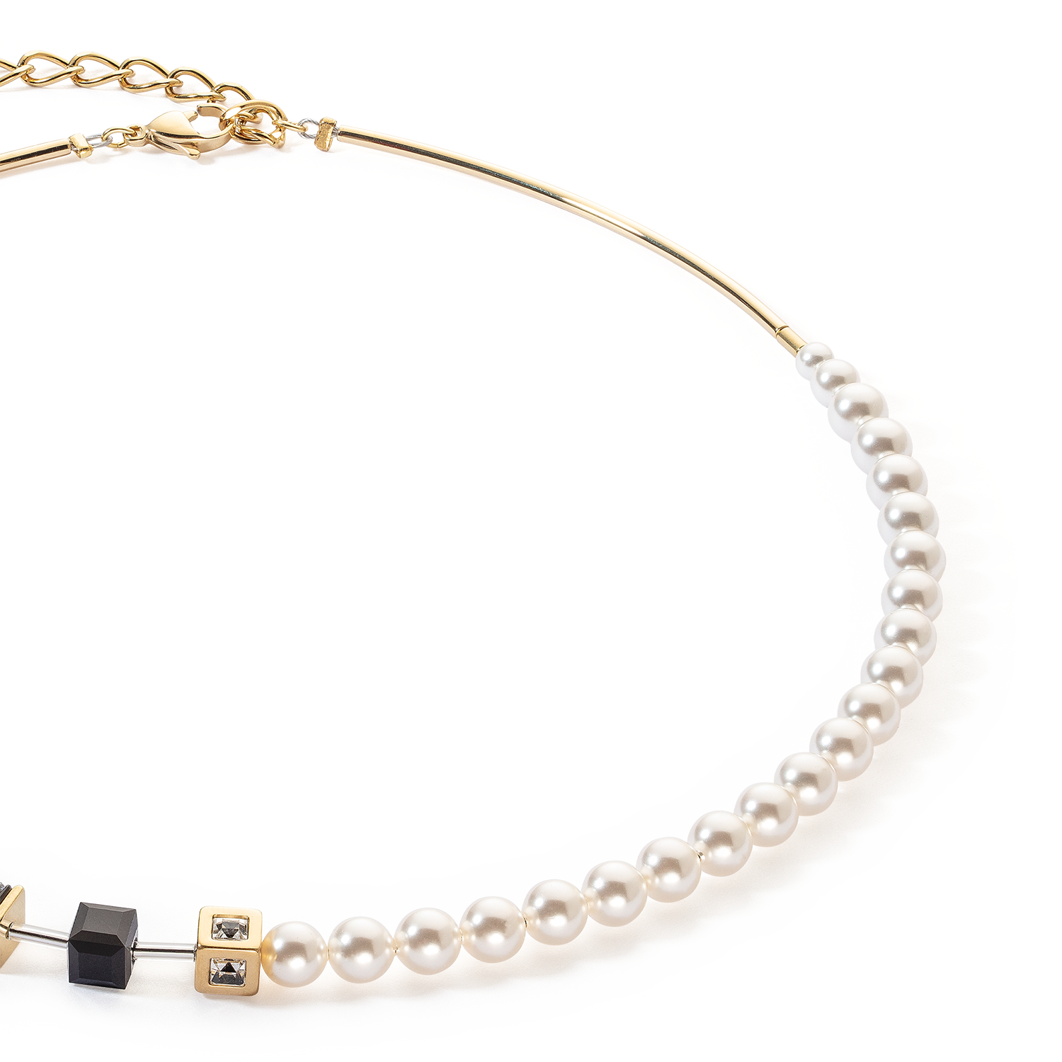 Collana GeoCUBE® Precious Fusion Pearls nero-oro