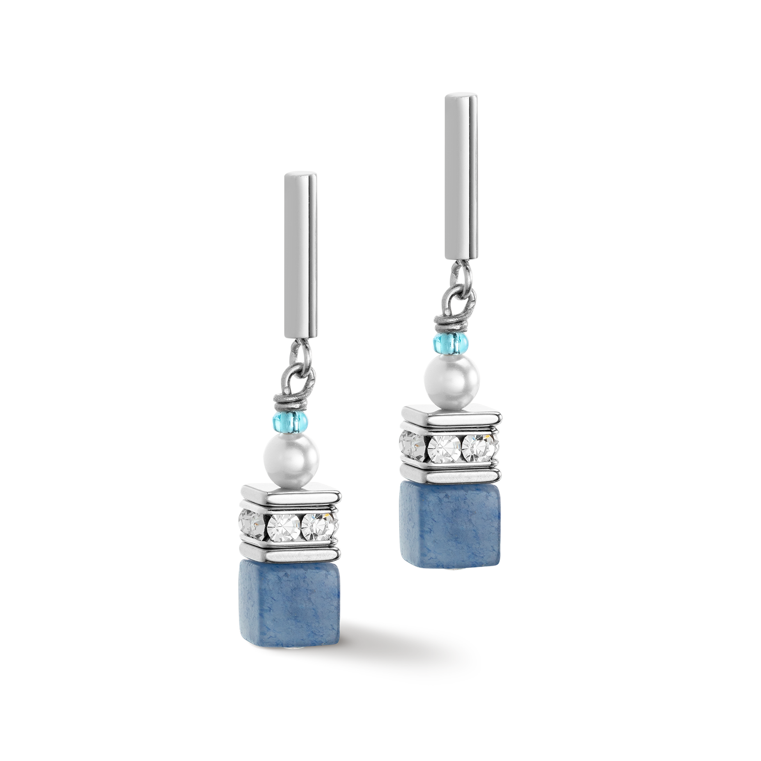 Orecchini GeoCUBE® Precious Fusion Pearls aqua blu