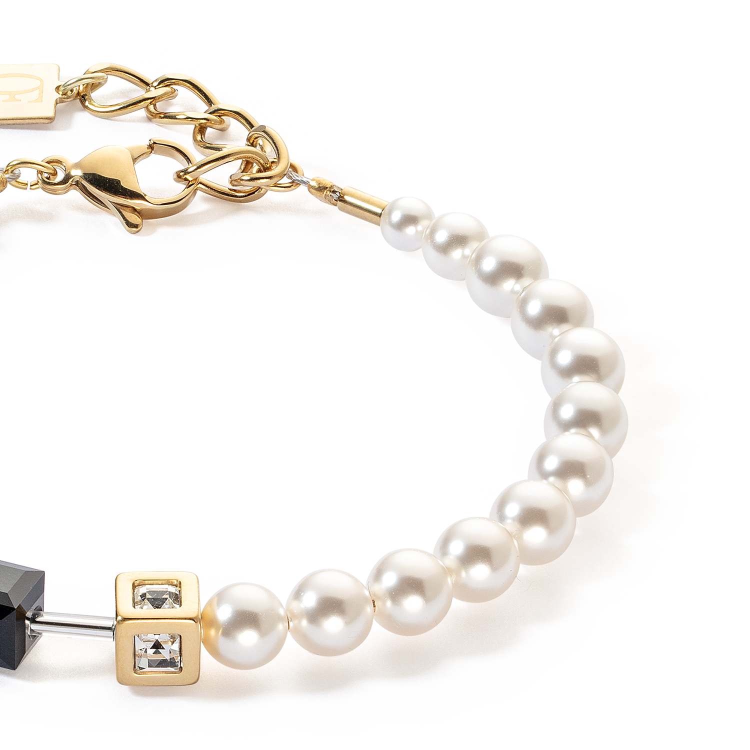 Bracciale GeoCUBE® Precious Fusion Pearls nero-oro