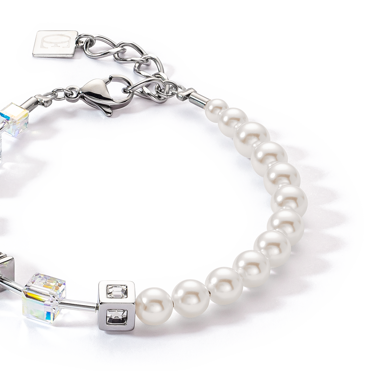 Bracciale GeoCUBE® Precious Fusion Pearls bianco